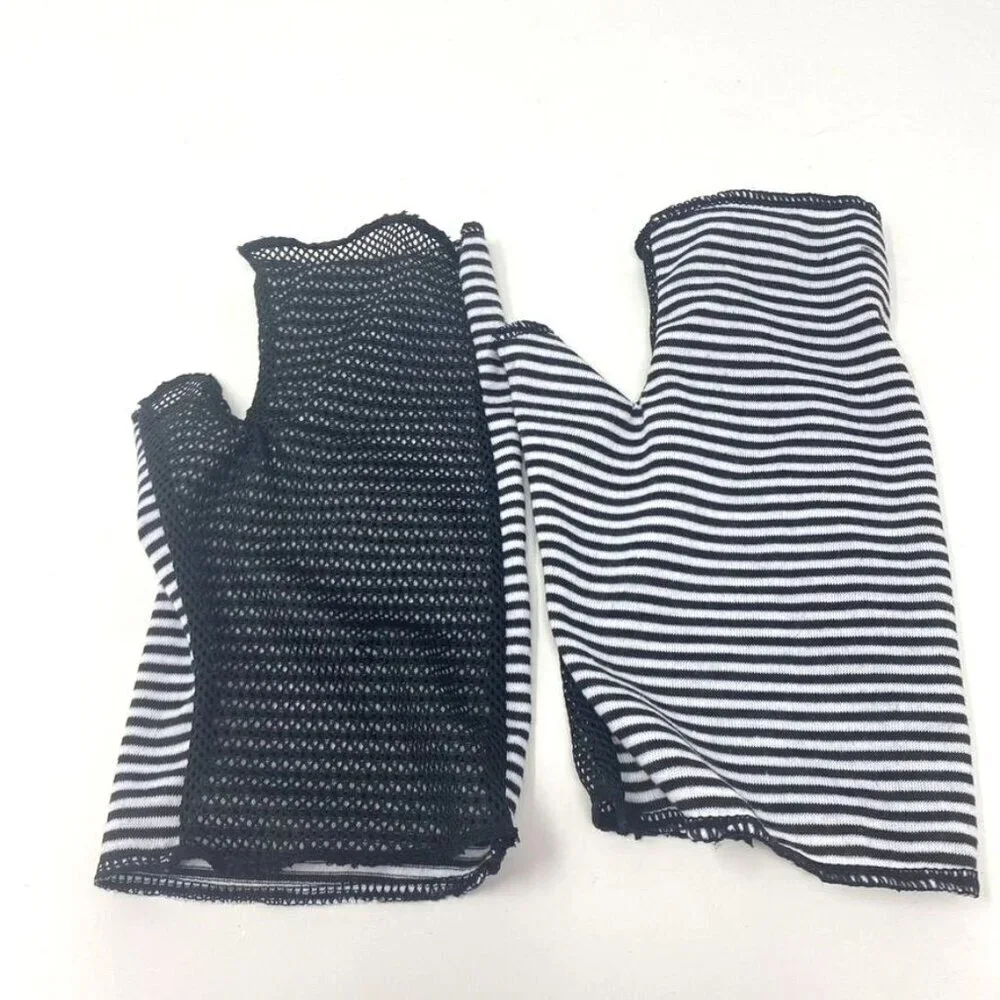 Fingerless Fashion Gloves Stripes Fishnet Accessory Costume Dance 80's  B8